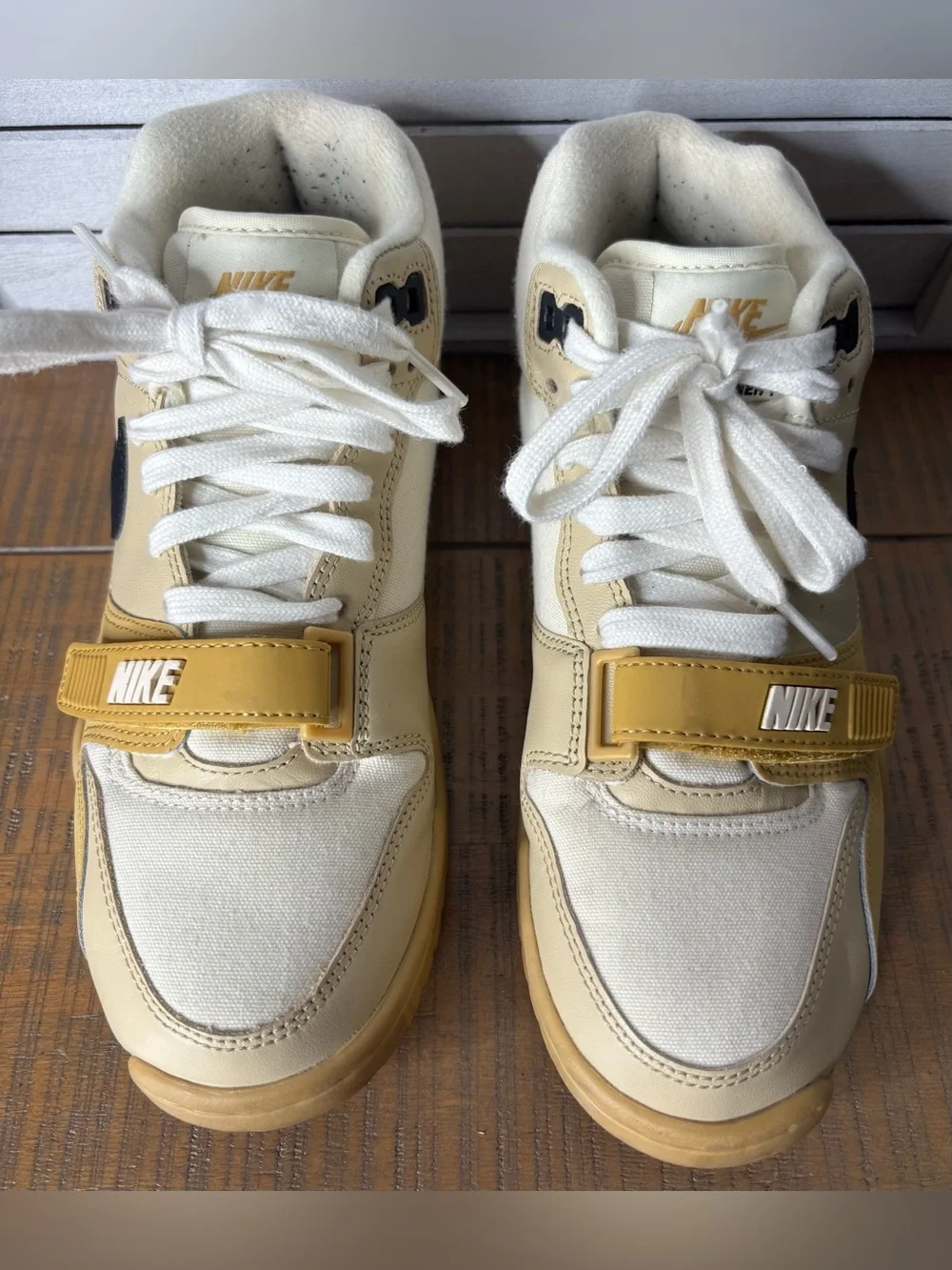 Nike Air Trainer 1 Coconut Milk Team Gold Suede Mid Sneakers DV7201-100 Size 5